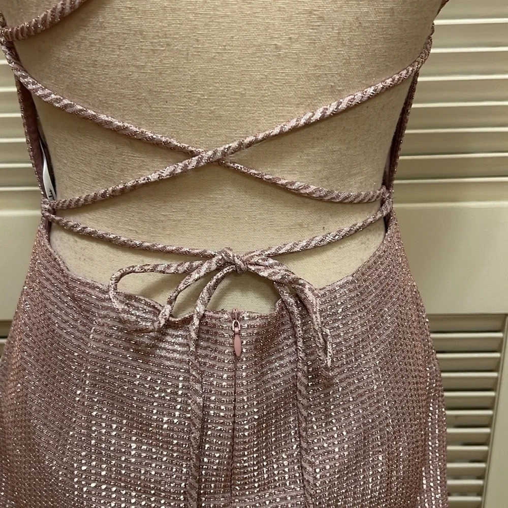 Lulus Earned Your Win Metallic Lace-Up Mini
Dress in Pink, Size Medium, NWT - Picture 10 of 17